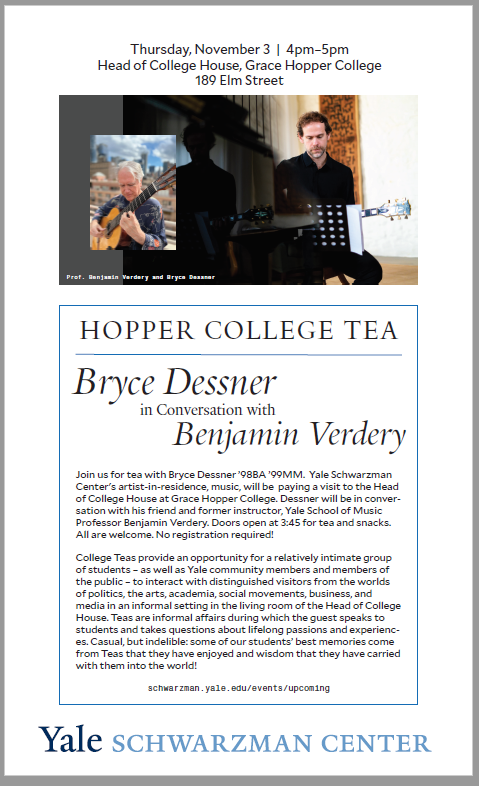 Bryce Dessner in Conversation with Benjamin Verdery