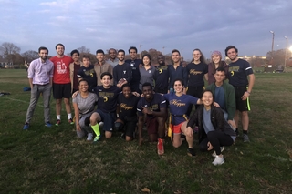 Hopplites posing for photo in soccer field