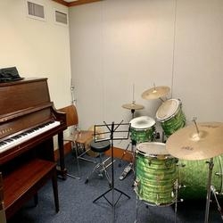 Music Practice Room with drums and piano